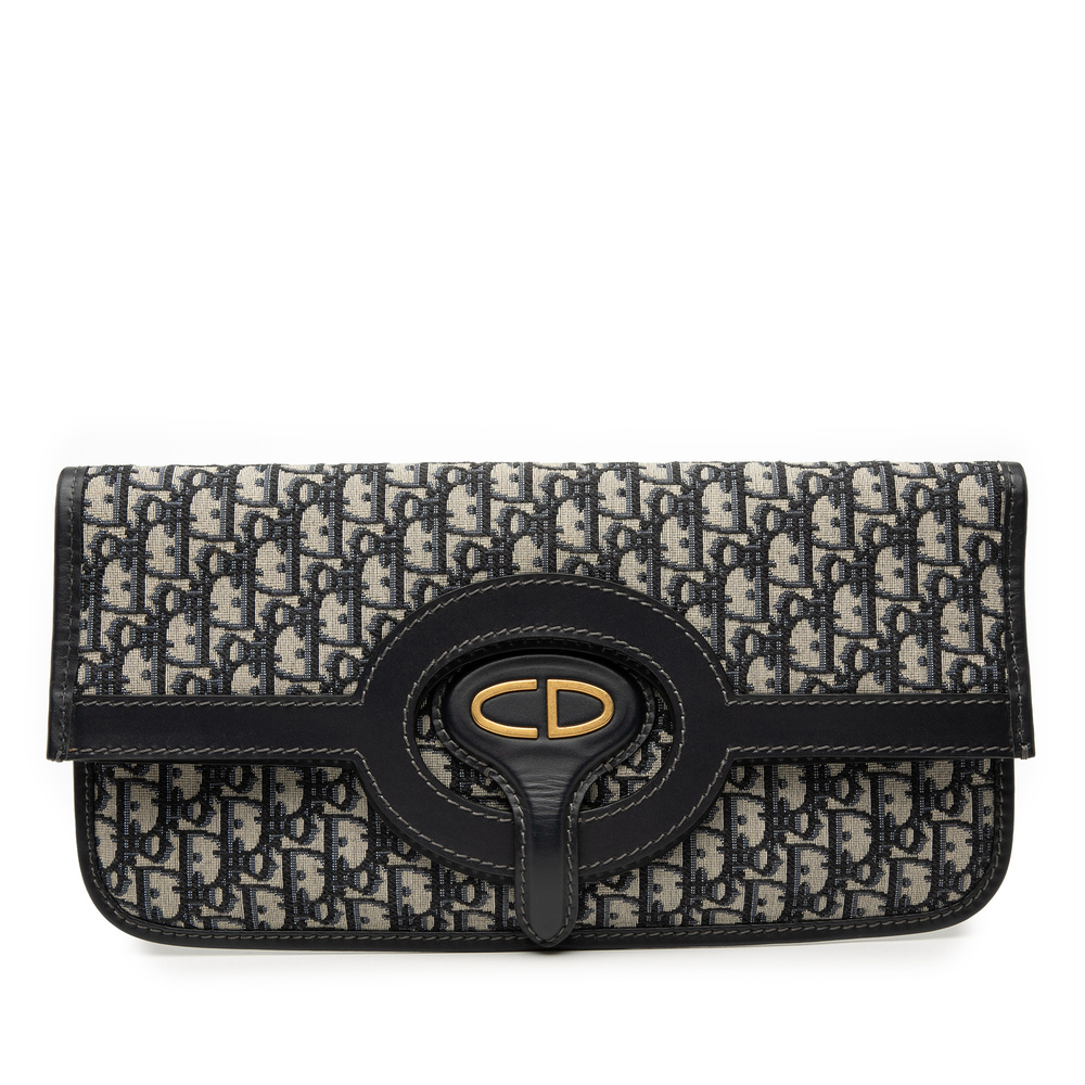 Pre-Loved Dior Oblique Canvas Fold Over Clutch